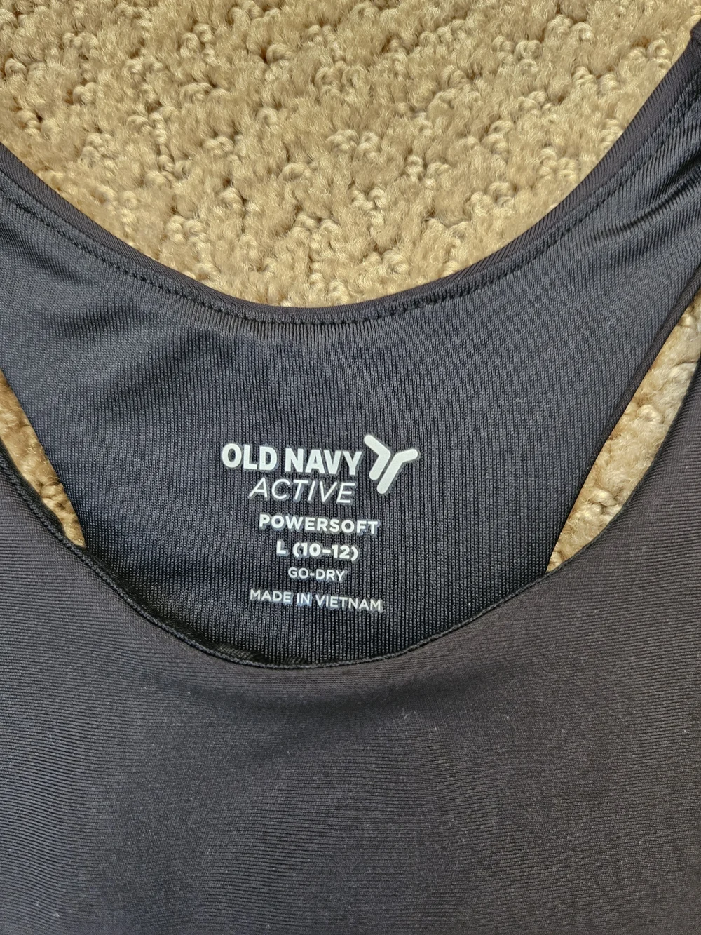 NWT - Girls Old Blackl High-Neck Racerback Sports Bra Tank; size L (10)